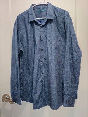 Perry Ellis Men’s Blue Patterned L/S Button-Up Shirt XXL Casual/Business